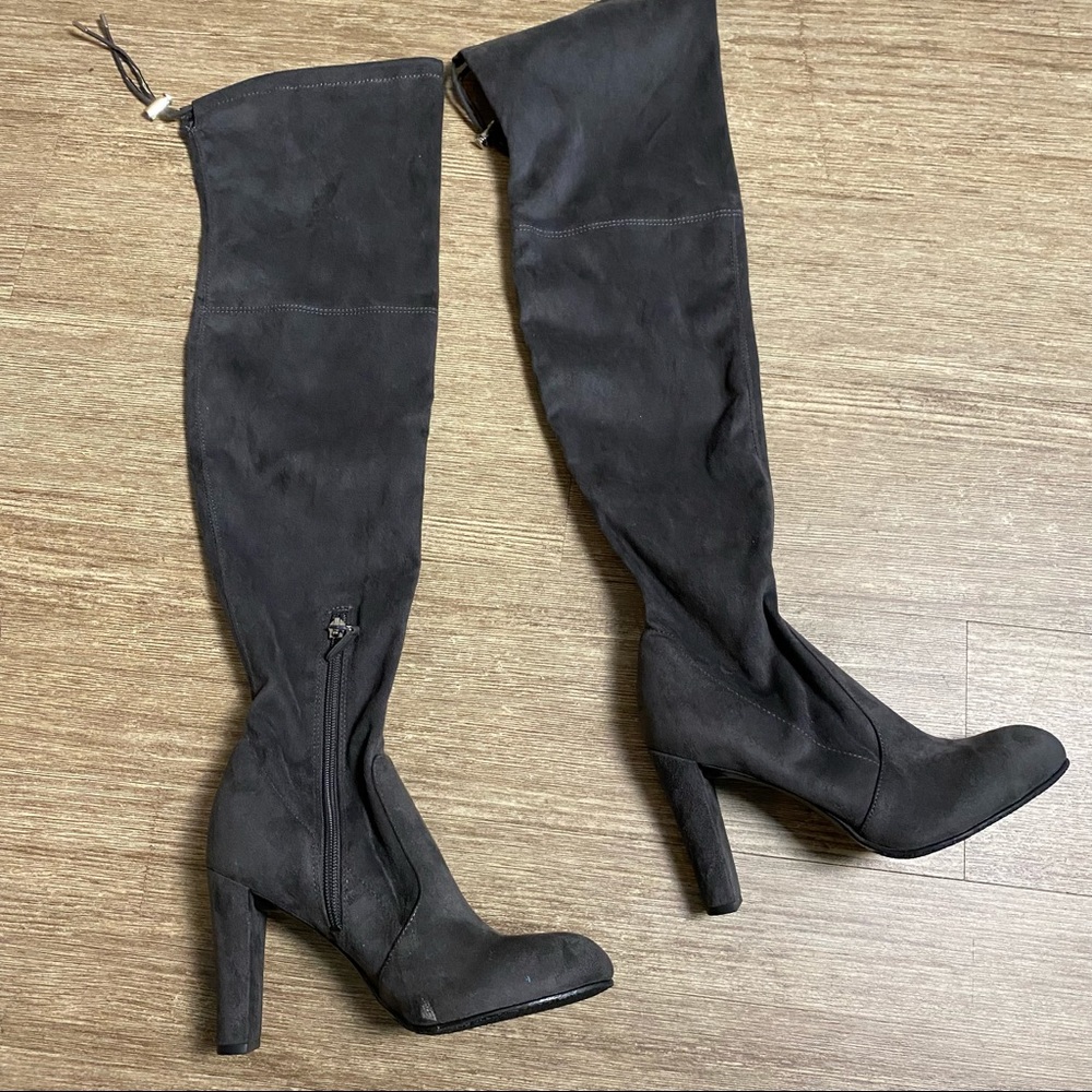 Sam Edelman Over The Knee Gray Heeled Boots